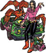 Falcon Mistress in front of car