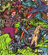 cyclists and saurus