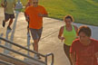 runners at stairs