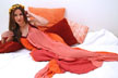 woman in orange dress
