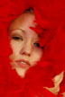 stef wrapped in red boa