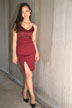 girl in burgandy dress